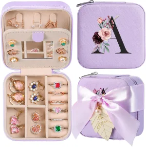 AYGXU Travel Jewelry Box for Women and Girls - Small Case With Initial A-Z - Teacher Gifts
