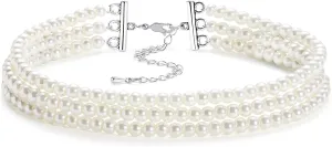 BABEYOND Round Imitation Pearl Choker Necklace Multi Strands Choker 20s Flapper Necklace Accessories for Gatsby Themed Party BABEYOND Round Imitation Pearl Choker Necklace Multi Strands Choker 20s Flapper Necklace Accessories for Gatsby Themed Party