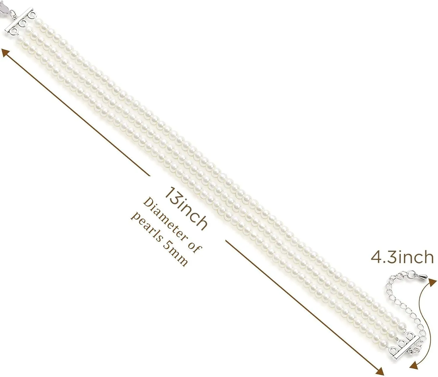 BABEYOND Round Imitation Pearl Choker Necklace Multi Strands Choker 20s Flapper Necklace Accessories for Gatsby Themed Party