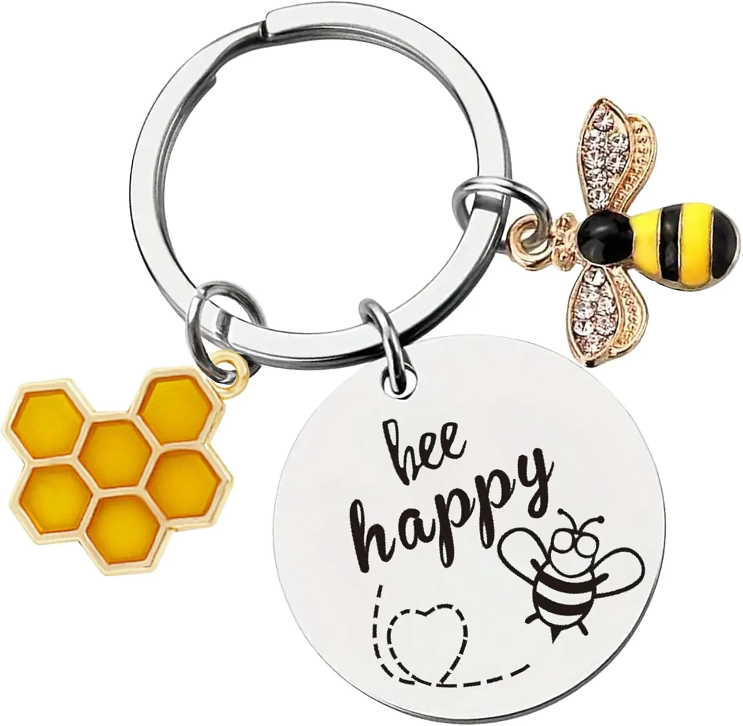 Bee Keychain Inspirational Keyring Gifts - Honey Key Rings for Men Women Kids, Cute Bee Accessories for Bag Purse Wallet Backpack