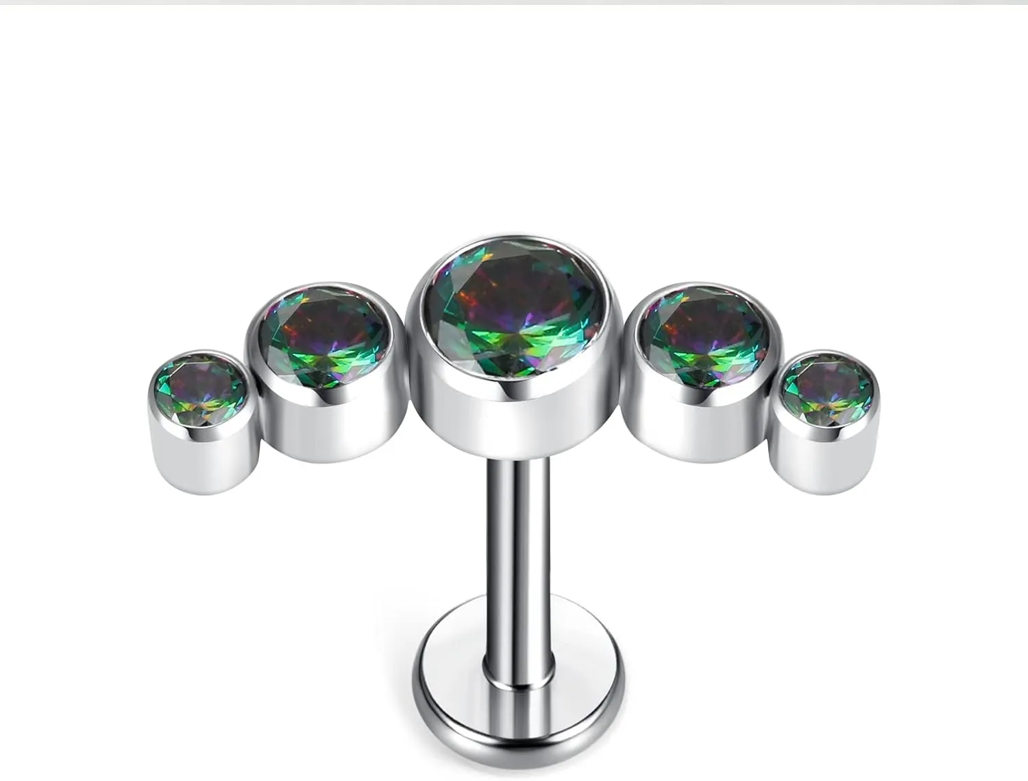 BelezaDosas G23 Titanium Labret Studs 16G Threadless Push-in Press Fit Cluster Tragus Helix Lobe Conch Rook Medusa Cartilage Monroe Push Back Earring Piercing Jewelry