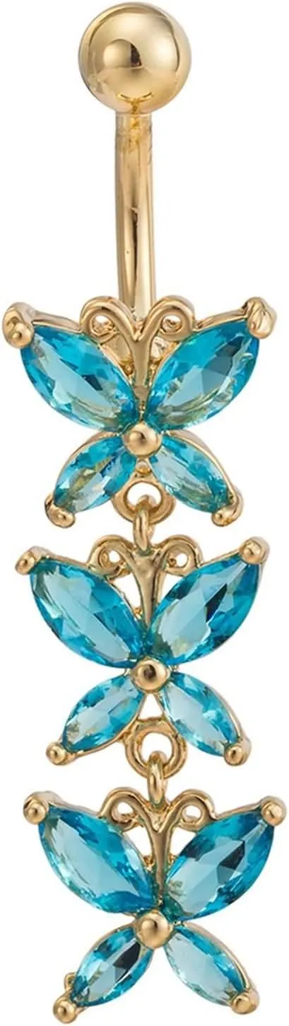 Belly Button Jewelry Flower, Happy Belly Rings Stainless Steel Navel Ring Body Piercing S Cubic Zirconia