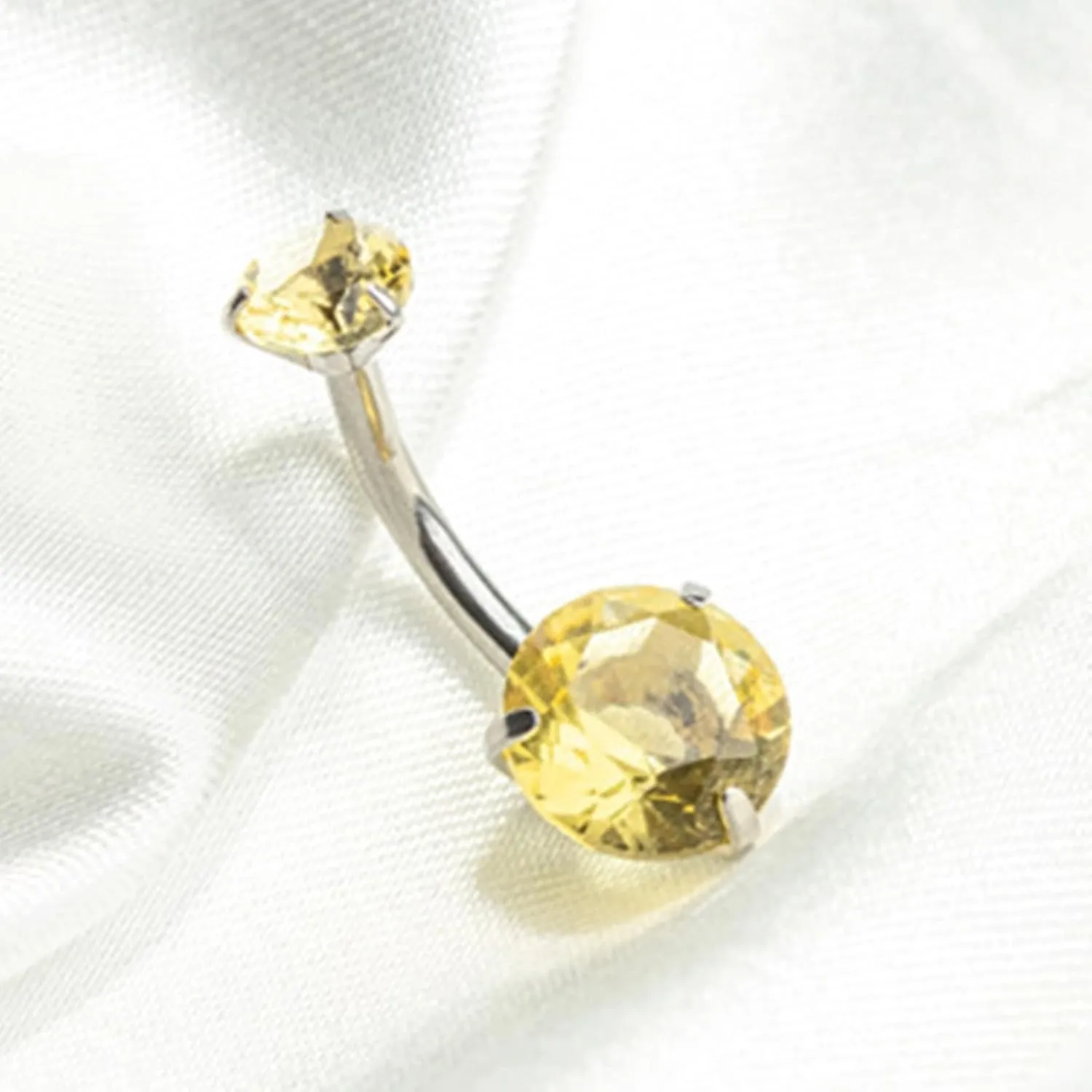 Belly Button Rings for Women, Belly Ring Surgical Steel Cubic Zirconia Silver 2 Zirconia 1.1G for Women Girls Body Piercing Jewelry