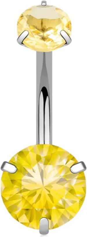 Belly Button Rings for Women, Belly Ring Surgical Steel Cubic Zirconia Silver 2 Zirconia 1.1G for Women Girls Body Piercing Jewelry