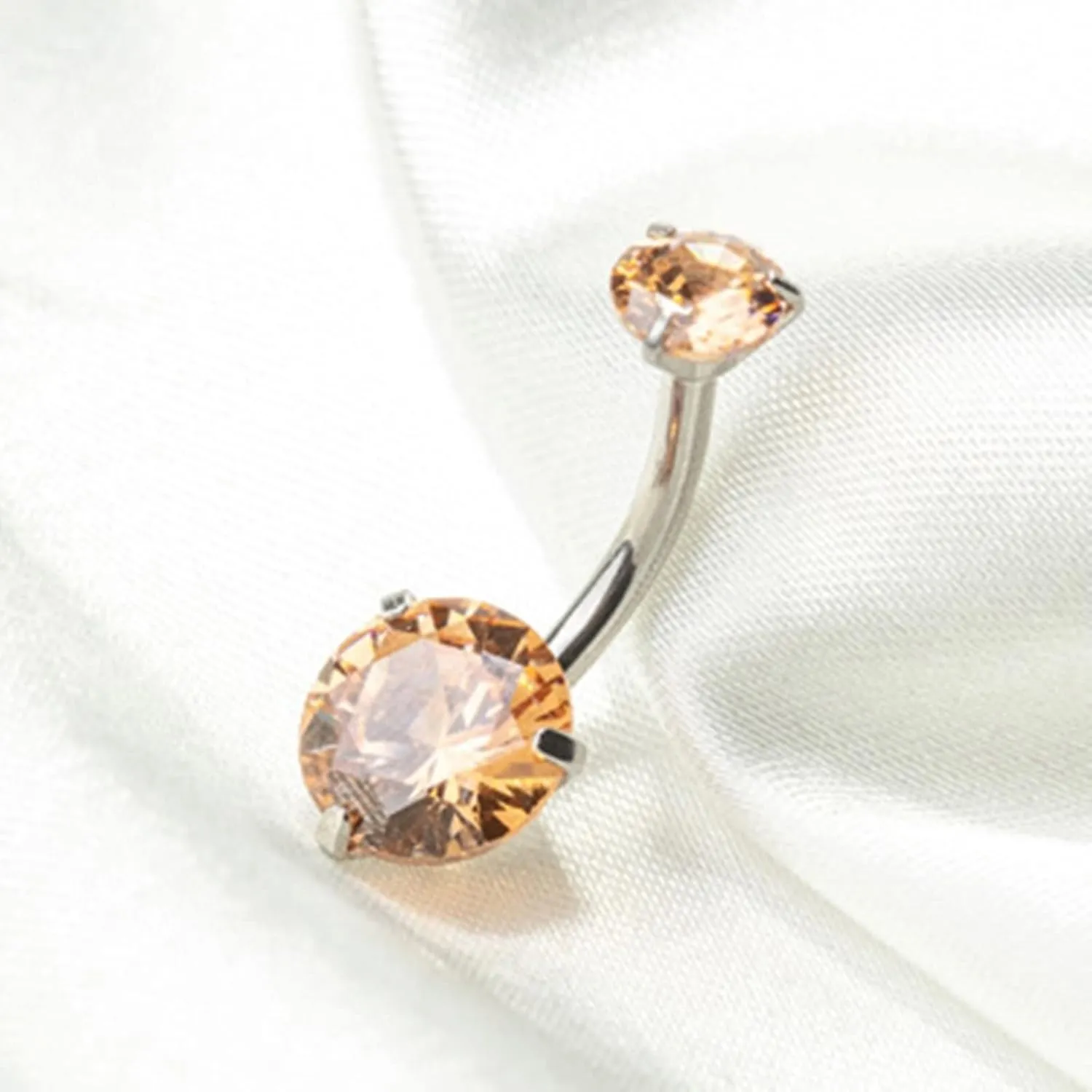 Belly Button Rings for Women, Belly Ring Surgical Steel Cubic Zirconia Silver 2 Zirconia 1.1G for Women Girls Body Piercing Jewelry