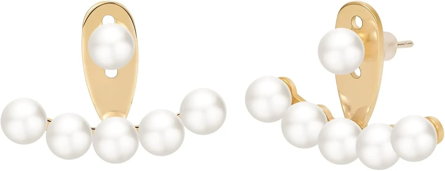 BERISO Pearl Hoop Earrings For Women,14K Gold Plated Baroque Pearl Drop Earrings Teardrop Hoop Earrings Jewelry Gift for women