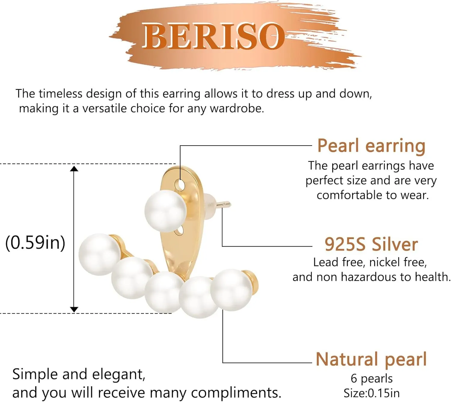 BERISO Pearl Hoop Earrings For Women,14K Gold Plated Baroque Pearl Drop Earrings Teardrop Hoop Earrings Jewelry Gift for women
