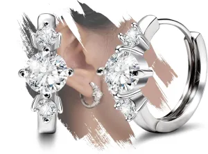 Big Huggie Hoop Earrings Sterling Silver 6MM Diamond Cubic Zirconia Cuff Cartilage Earring Sparkling Round Cut CZ Huggie Earrings for Women Hypoallergenic Earrings Jewelry Gifts Birthday