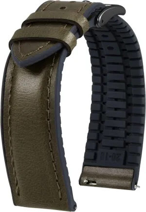 BINLUN Leather Watch Band 14mm 16mm 18mm 19mm 20mm 21mm 22mm Quick Release Premium Oil Wax Leather and Breathable Silicone Hybrid Watch Bands Replacement Strap for Men Women