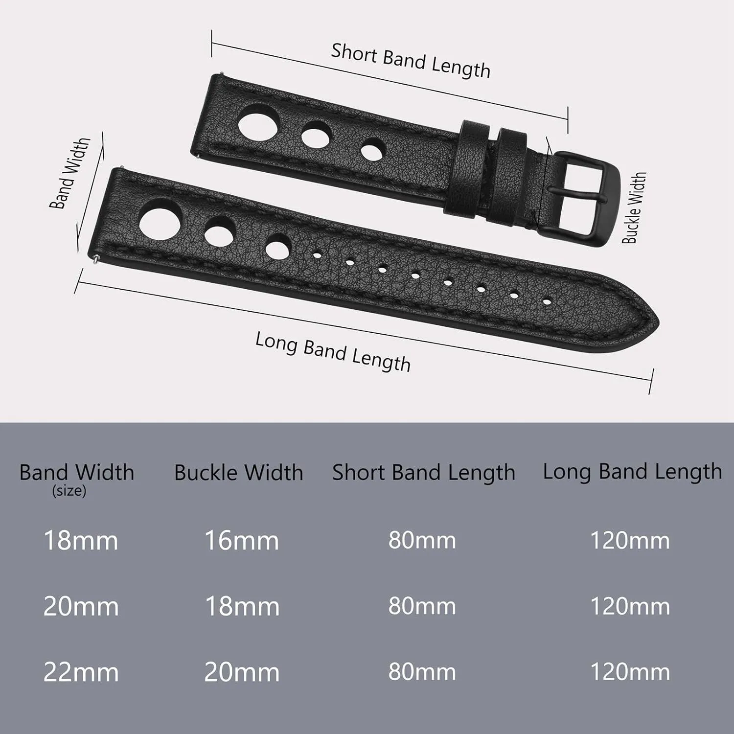BISONSTRAP Rally Watch Bands, Leather Watch Straps for Men, 18mm, 20mm, 22mm