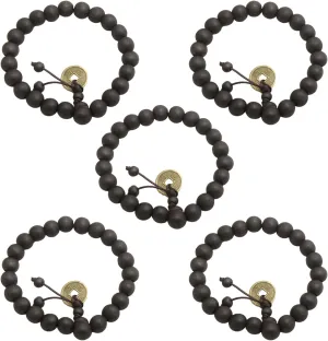 Black Mahogany Bead Bracelet Set of 5 Prayer Beads Bracelet Adjustable Buddhist Hand Chains Fashionable Elastic Wristchain Jewelry for Women