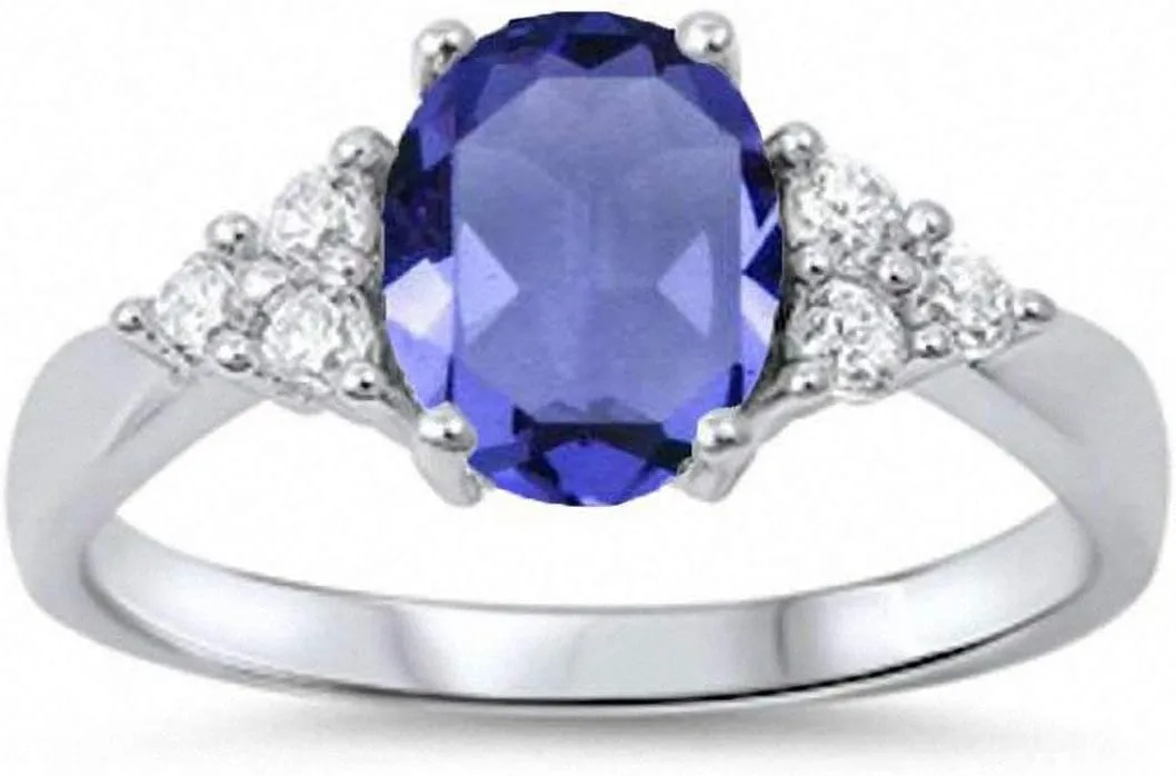 Blue Apple Co. Art Deco Ring Oval Solitaire Trio Ring Vintage Style Cubic Zirconia Statement Wedding Engagement Rings For Women 925 Sterling Silver Gifts For Her