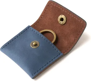 Blue Leather Pouch Wedding Engagement Ring Holder for Men & Women - Handcrafted Leather Ring Case Bridal Jewellery Storage