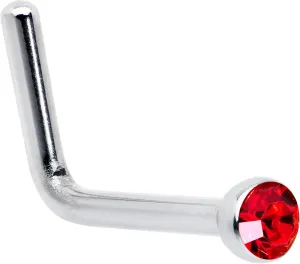Body Candy Stainless Steel 1.57mm Red Accent Micro L Shape Nose Stud Ring 20 Gauge
