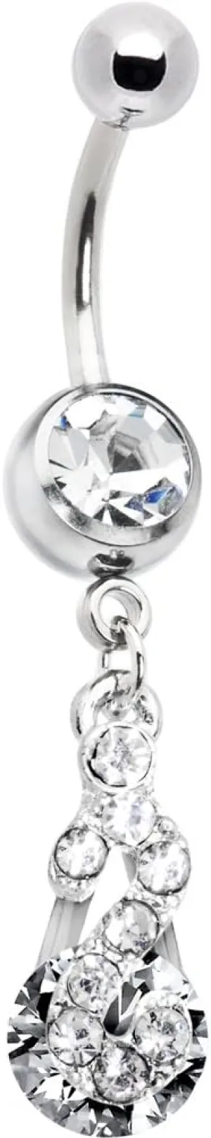 Body Candy Womens Clear Radiant Drop Belly Ring