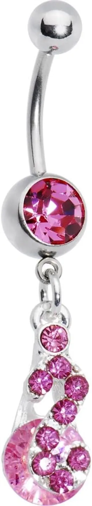 Body Candy Womens Pink Radiant Drop Belly Ring