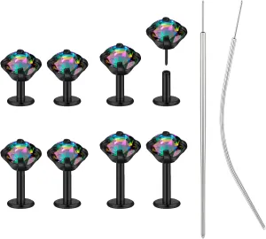 BodyAce 18G/20G Threadless Push in Nose Ring Studs, 316L Surgical Steel Flat Back Earrings Tragus Cartilage Stud, CZ Lip Rings Labret Medusa Piercing Jewelry