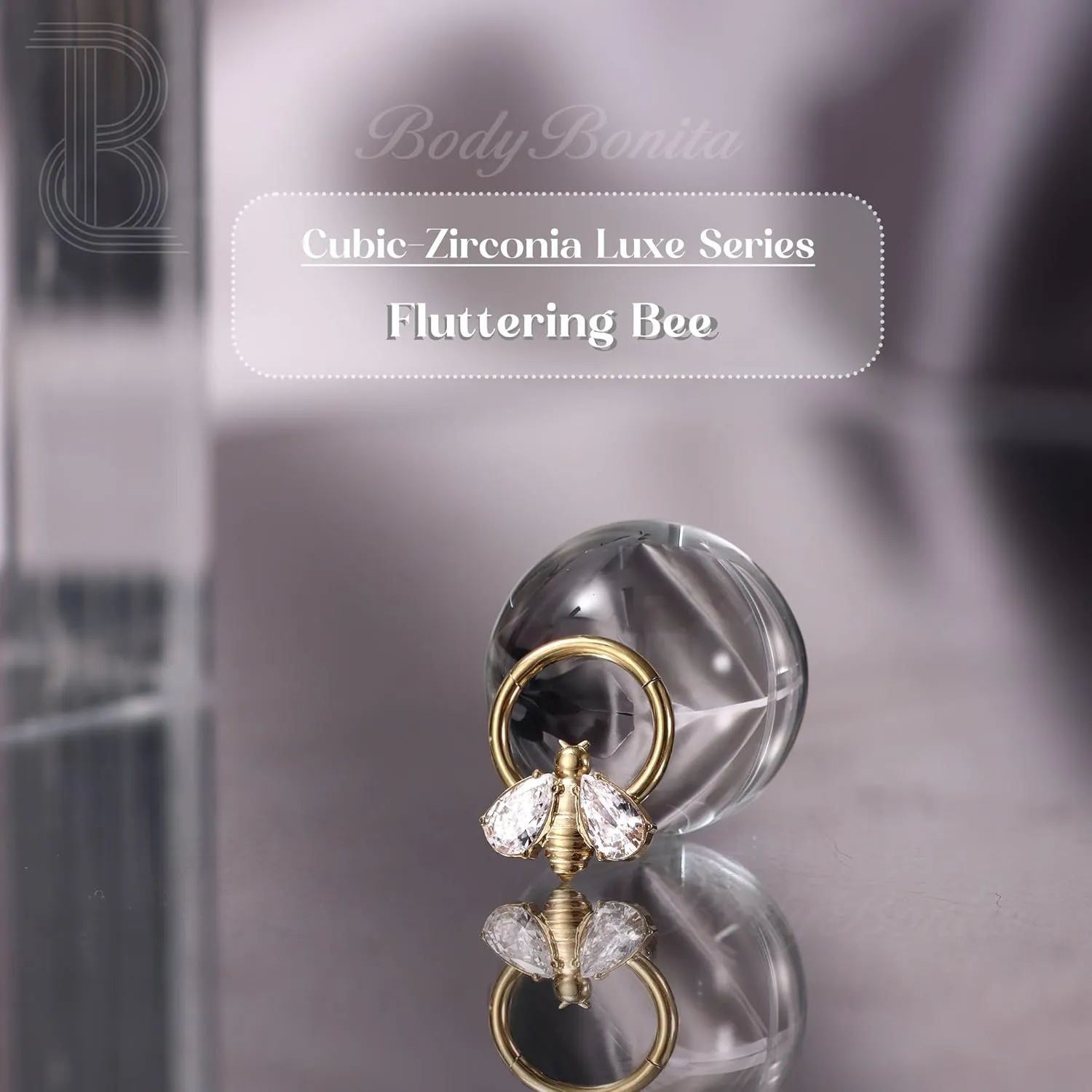 BodyBonita 16G Septum Rings Jewelry - Cubic Zirconia Luxe 316L Stainless Steel Hinged Nose Rings Hoops for Women Conch Piercing Jewelry Tragus Daith Helix Earring 14K Gold Plated/Silver 8 mm/10 mm