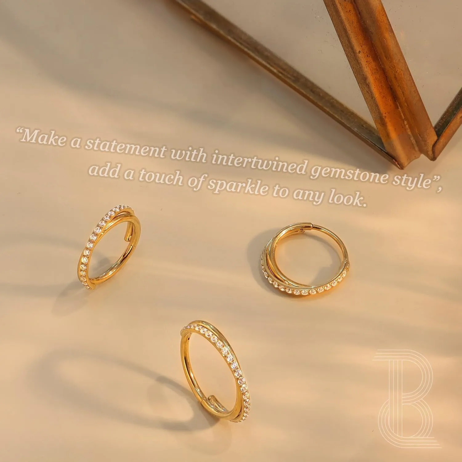 BodyBonita Clear CZ Nose Rings Hoop - 316L Surgical Steel Body Piercing Hoop Clicker 20G/18G/16G Earrings Jewelry Cartilage Helix Rook Tragus Conch Daith Ring 6/7/8/9/10/11/12mm - Gold/Silver/Black