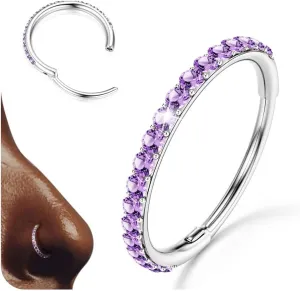 BodyBonita G23 Titanium Nose Rings Hoops - AB/Rainbow/Clear CZ Nose Piercings 16/18/20G Septum Rings Cartilage Helix Rook Tragus Lobe Daith Earrings Body Jewelry for Women Men 6/7/8/9/10/11/12mm