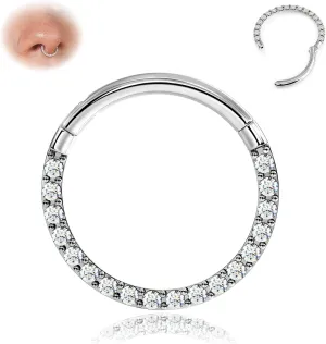 BodyBonita Hinged CZ Septum Rings - 316L Surgical Steel Nose Rings Hoops for Women 20G/18G/16G Cartilage Earrings Conch Piercing Jewelry Helix Rook Tragus Lobe Daith Snug Belly Button Ring 6mm-10mm