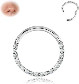 BodyBonita Hinged CZ Septum Rings - 316L Surgical Steel Nose Rings Hoops for Women 20G/18G/16G Cartilage Earrings Conch Piercing Jewelry Helix Rook Tragus Lobe Daith Snug Belly Button Ring 6mm-10mm