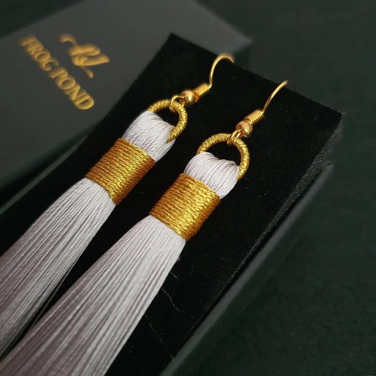 Boho Golden Wrap Silk Fabric Vintage Tassel Statement Bohemian Fashion Jewelry Fringe Drop Dangle Long Earrings
