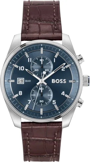 BOSS Skytraveller Men's 3H Quartz Chronograph Watch, Stainless Steel, 5ATM/50m Water Resistant - Stylish, Modern Timepiece - Gift for Him, 44mm
