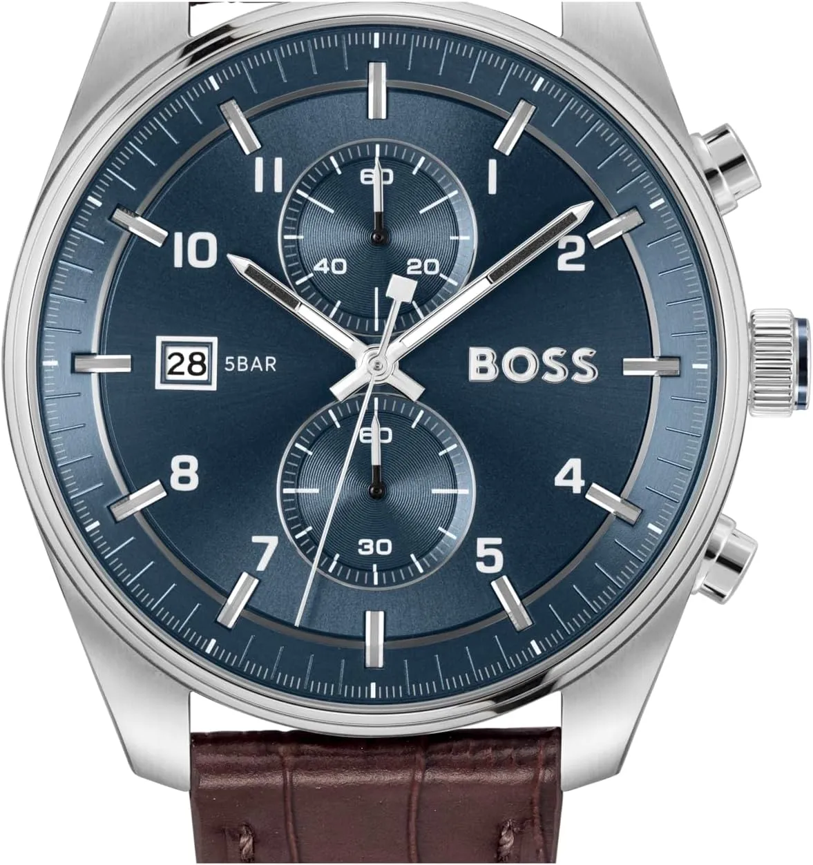 BOSS Skytraveller Men's 3H Quartz Chronograph Watch, Stainless Steel, 5ATM/50m Water Resistant - Stylish, Modern Timepiece - Gift for Him, 44mm