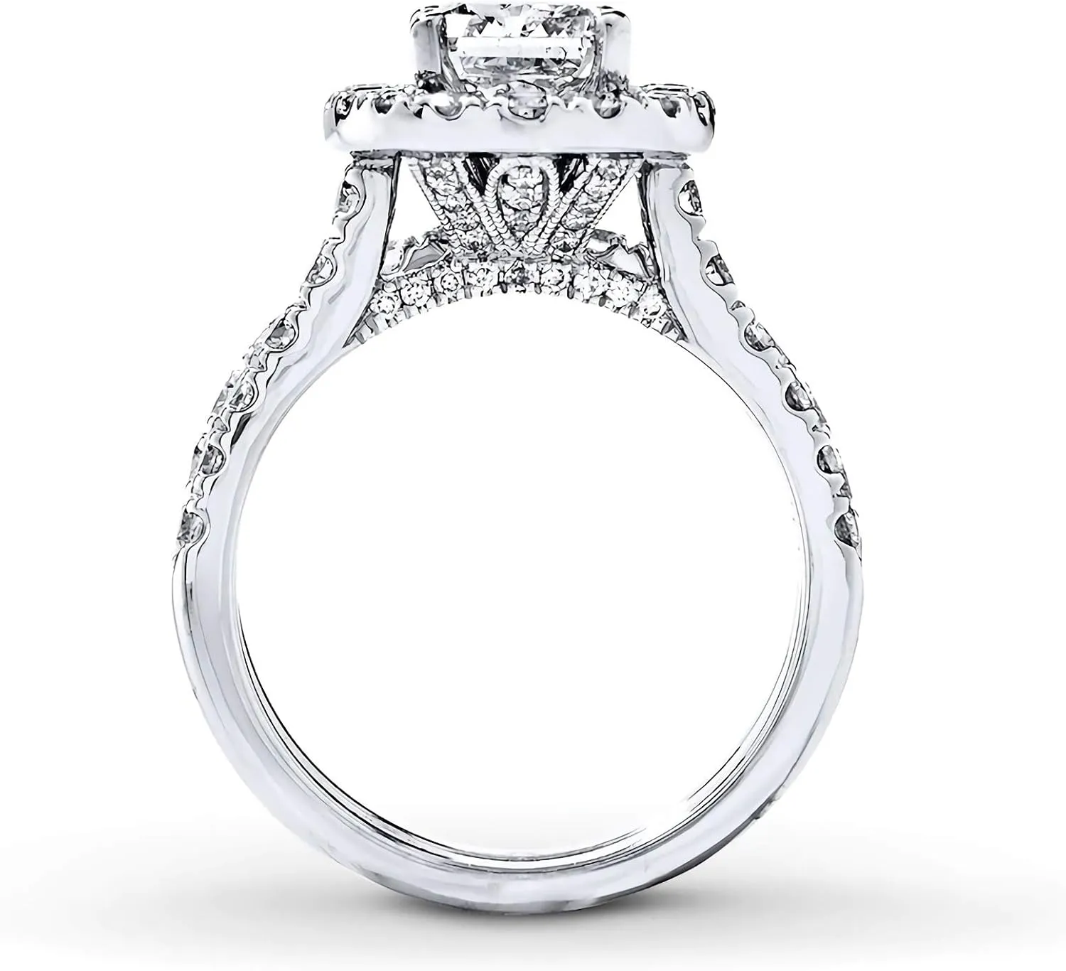 Bridal Set 3-1/3 CT Radiant Cut Moissanite Engagement Rings for Women Platinum Plated Silver