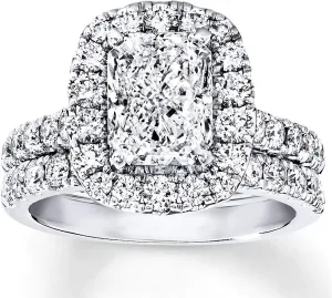 Bridal Set 3-1/3 CT Radiant Cut Moissanite Engagement Rings for Women Platinum Plated Silver