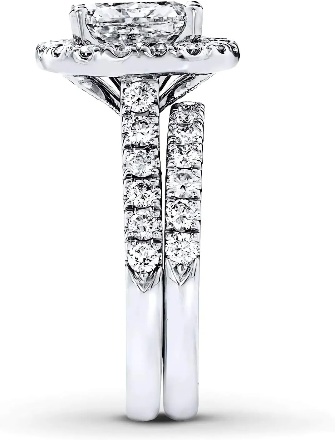 Bridal Set 3-1/3 CT Radiant Cut Moissanite Engagement Rings for Women Platinum Plated Silver