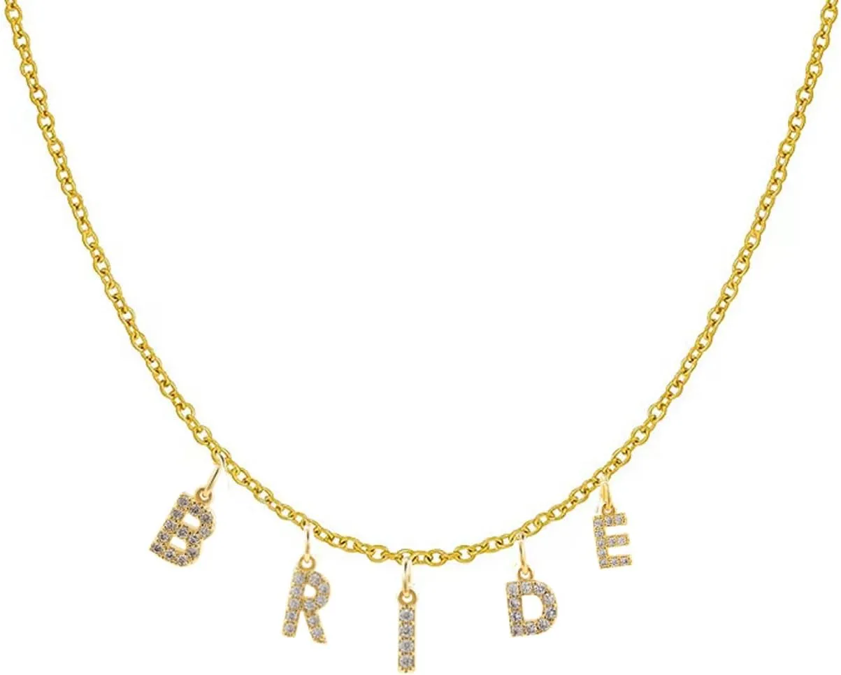 Bride Pave Necklace,Bridal Pearl Beaded NecklaceWedding Necklace,Bachelorette Party Decorations, Bridesmaid Gift, Bridal Shower, Wedding