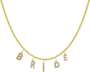 Bride Pave Necklace,Bridal Pearl Beaded NecklaceWedding Necklace,Bachelorette Party Decorations, Bridesmaid Gift, Bridal Shower, Wedding