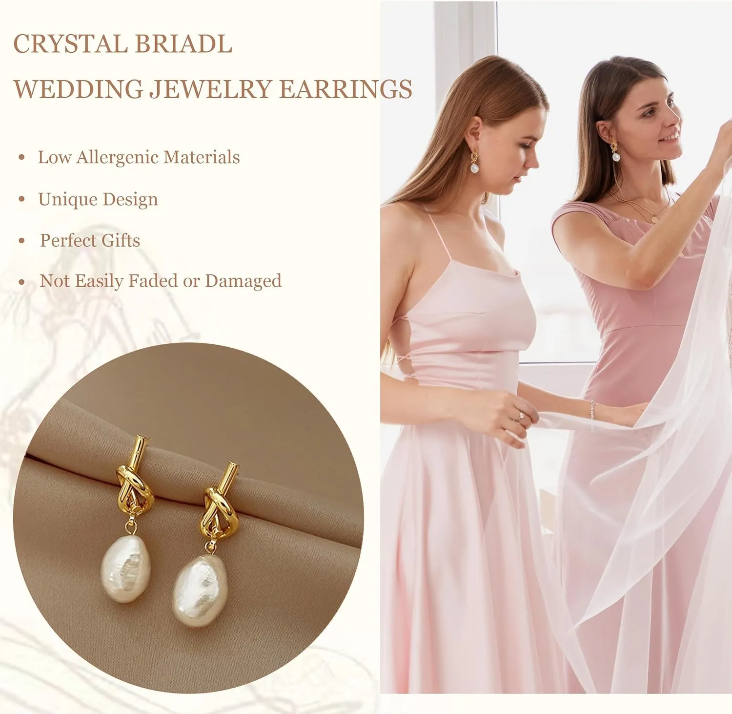 Bridesmaid Gifts Bridesmaid Earrings Gold Knot Pearl Earrings Bridesmaids Proposal Accessory Wedding Day Jewelry Gifts