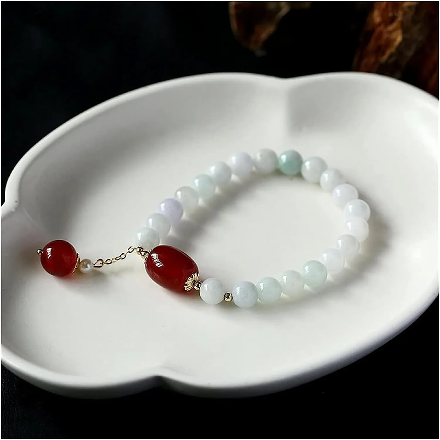Buddhist Prayer Bead Bracelet,Buddha Meditation Beads Bangle,jewelry Bracelet Beads Bangle For Women Jewelry Gemstone Agate Pearl Tassel Pendant Bracelet Strand Gift Bracelets (Color : 1) ( Color : 1