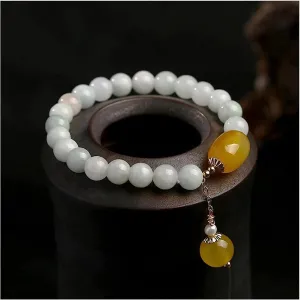 Buddhist Prayer Bead Bracelet,Buddha Meditation Beads Bangle,jewelry Bracelet Beads Bangle For Women Jewelry Gemstone Agate Pearl Tassel Pendant Bracelet Strand Gift Bracelets (Color : 1) ( Color : 1