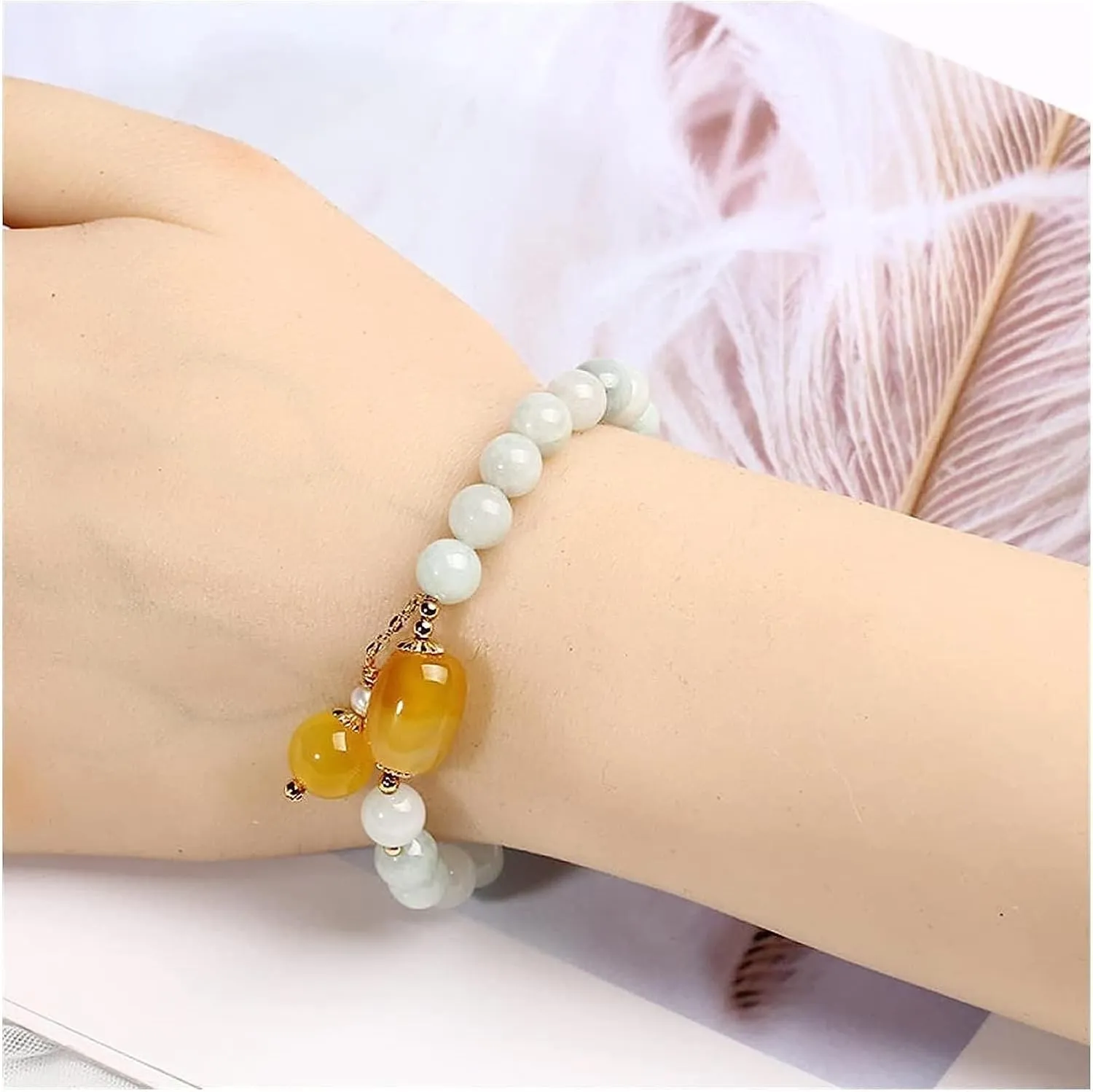 Buddhist Prayer Bead Bracelet,Buddha Meditation Beads Bangle,jewelry Bracelet Beads Bangle For Women Jewelry Gemstone Agate Pearl Tassel Pendant Bracelet Strand Gift Bracelets (Color : 1) ( Color : 1