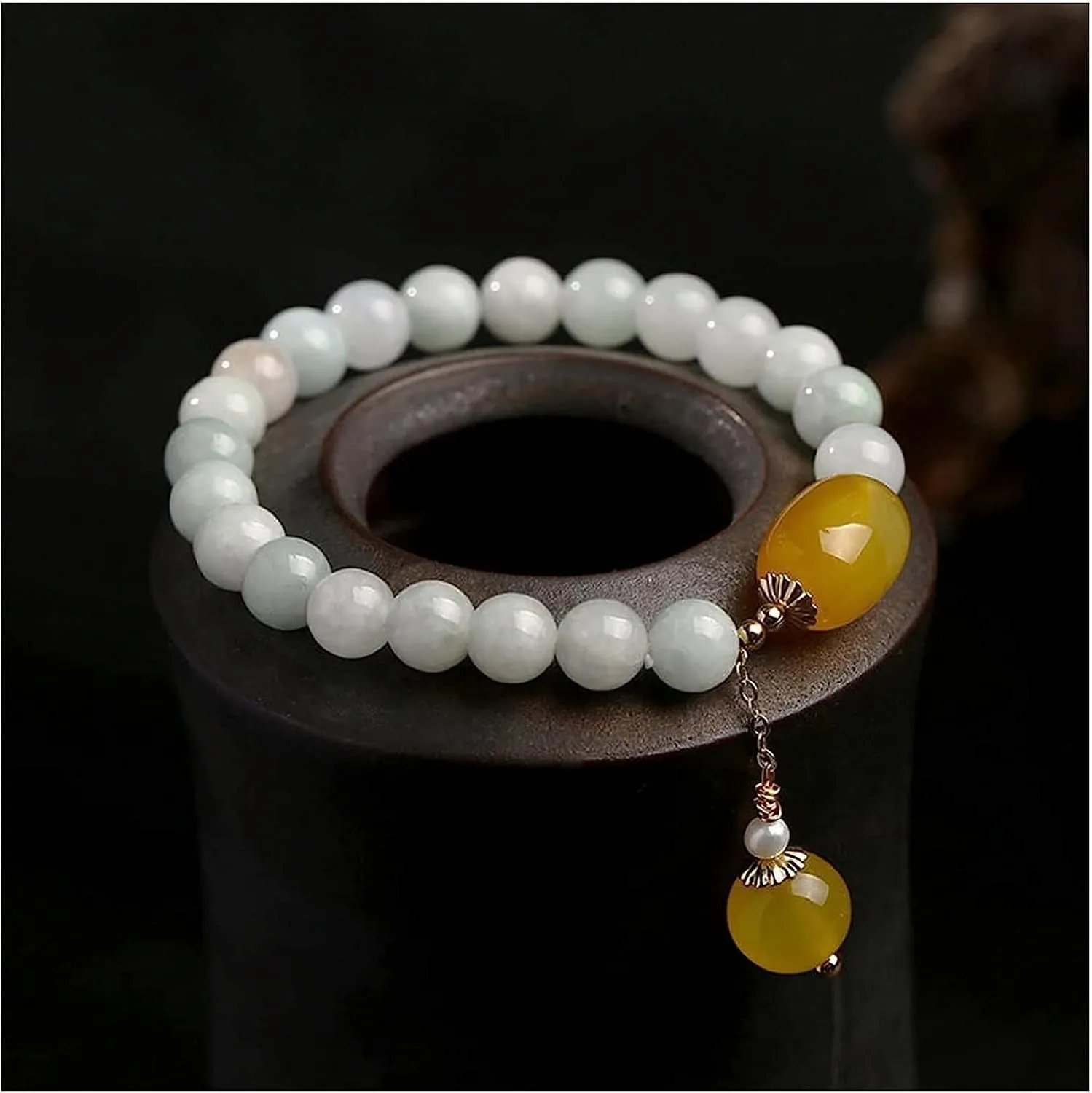 Buddhist Prayer Bead Bracelet,Buddha Meditation Beads Bangle,jewelry Bracelet Beads Bangle For Women Jewelry Gemstone Agate Pearl Tassel Pendant Bracelet Strand Gift Bracelets (Color : 1) ( Color : 1