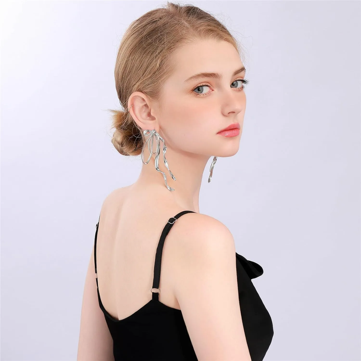 Butterfly Wing Earrings, Bowknot Ribbon Dangle Earrings for Women, Dainty Irregular Melting Geometric Earrings, Personalized Minimalist Insect Earring Studs