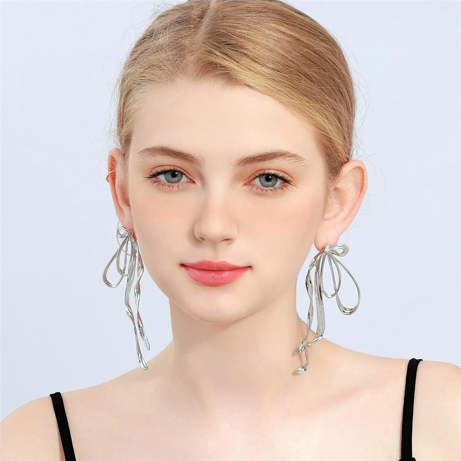 Butterfly Wing Earrings, Bowknot Ribbon Dangle Earrings for Women, Dainty Irregular Melting Geometric Earrings, Personalized Minimalist Insect Earring Studs