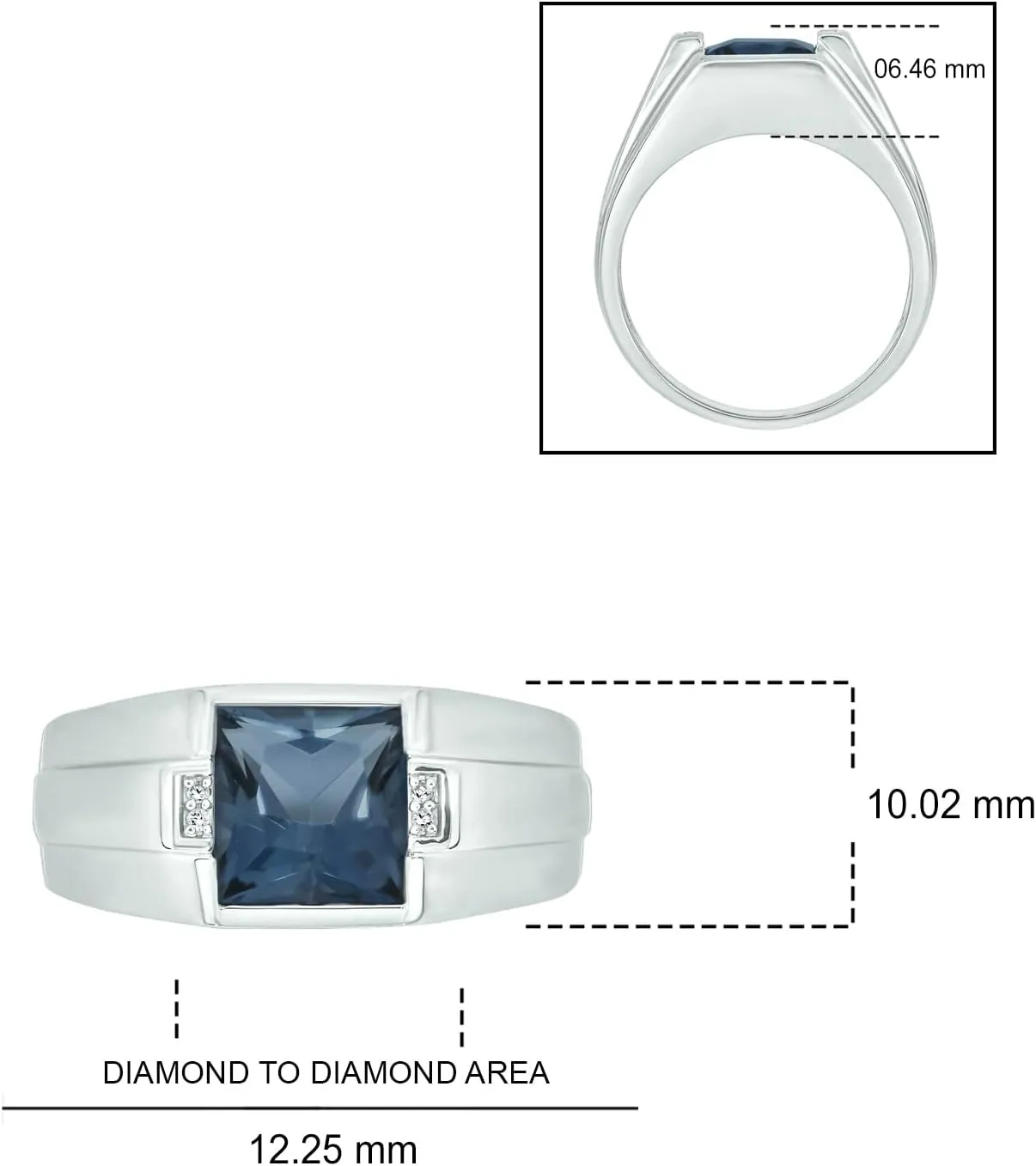 Cali Trove 1/20 CT Natural Diamond & Gemstone Ring for Men | 925 Sterling Silver Garnet and Blue Topaz Rings | Modern Silver Gemstone Diamond Ring for Men | | Elegant Jewelry Gift for Him