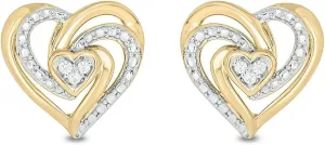 Cali Trove 1/20 ct Natural Diamond Twist Heart Earrings for Women | Heart Studs in 925 Sterling Silver and Gold Vermeil | Dainty Ear pieces for Her | Silver Earrings for Women | Jewelry Gifts for Her