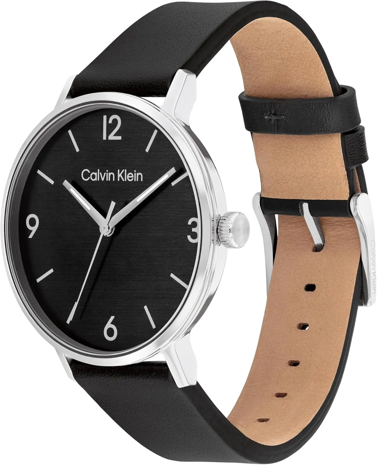 Calvin Klein Modern Men's 3H Quartz Watch - Stainless Steel Case and Leather Strap - Water Resistant to 3ATM/30 Meters - Premium Fashion Timepiece for Day-to-Evening Style - 42mm