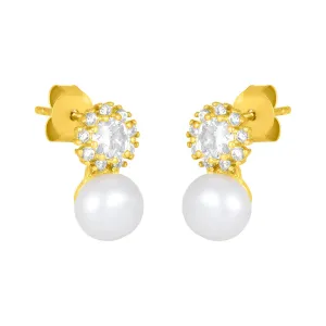 CARA PEARL STUDS: GOLD