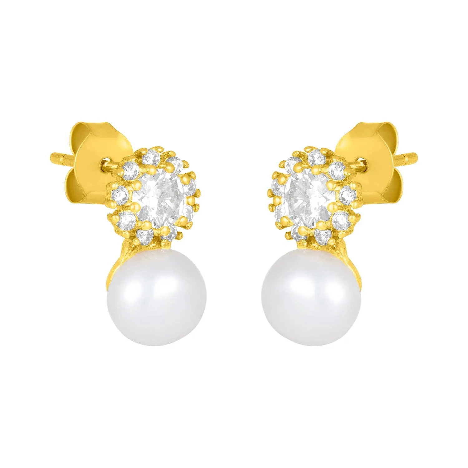 CARA PEARL STUDS: GOLD