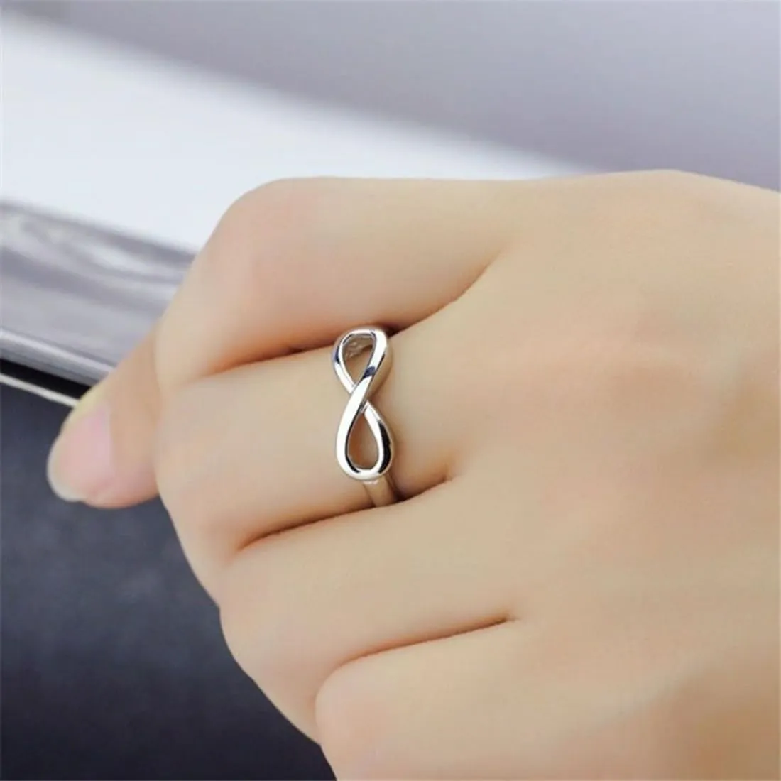 CCBFY 18k White Gold Gold Plated 925 Sterling Silver Rings for Women Promise Rings for Her, Stackable Wedding Bands Rings for Women Infinity Forever Love Knot Ring