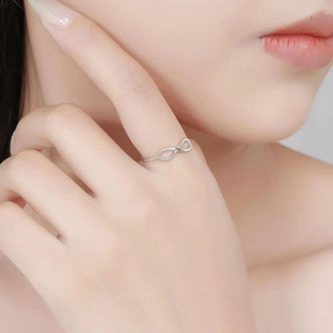 CCBFY 18k White Gold Gold Plated 925 Sterling Silver Rings for Women Promise Rings for Her, Stackable Wedding Bands Rings for Women Infinity Forever Love Knot Ring