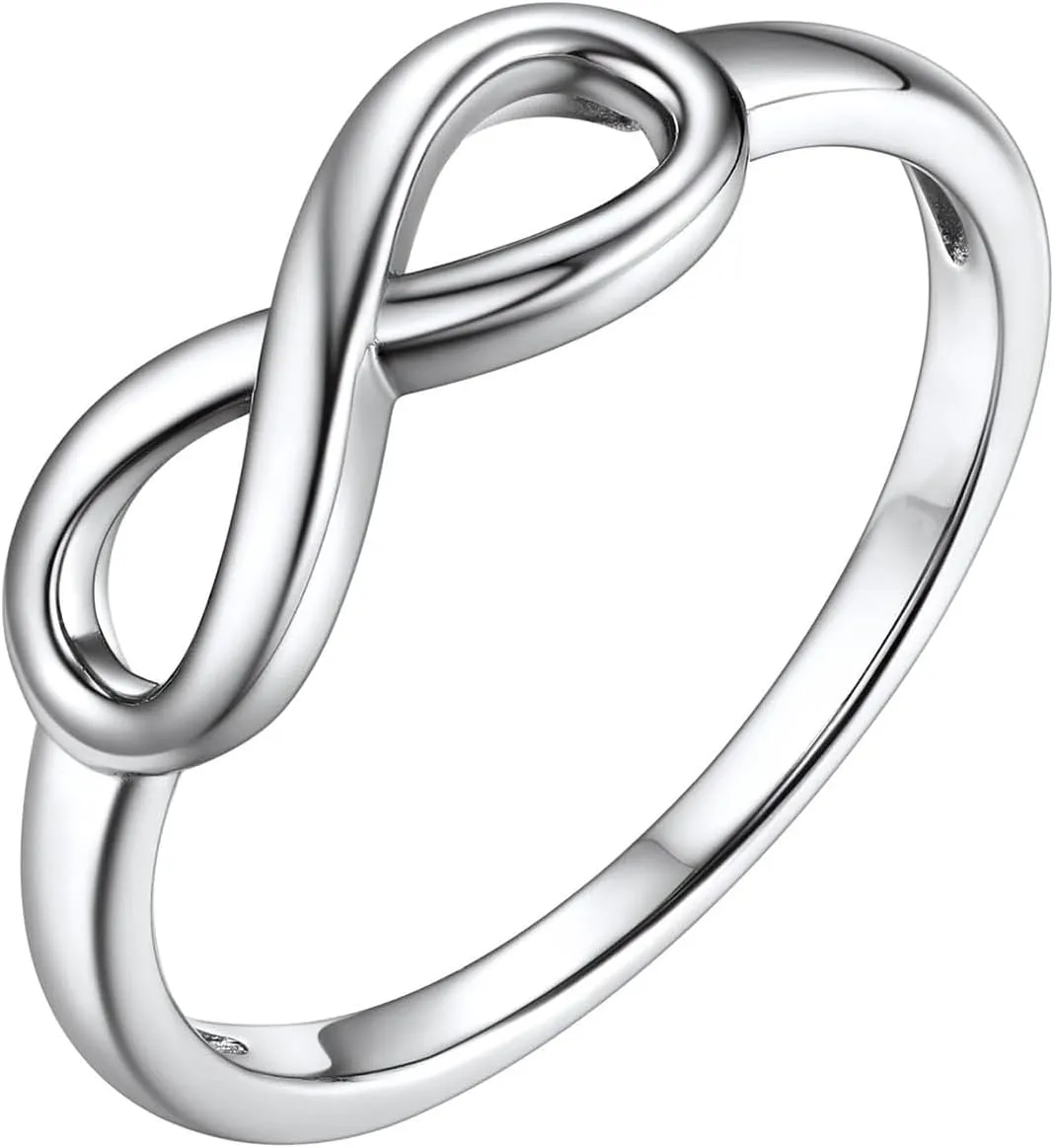 CCBFY 18k White Gold Gold Plated 925 Sterling Silver Rings for Women Promise Rings for Her, Stackable Wedding Bands Rings for Women Infinity Forever Love Knot Ring