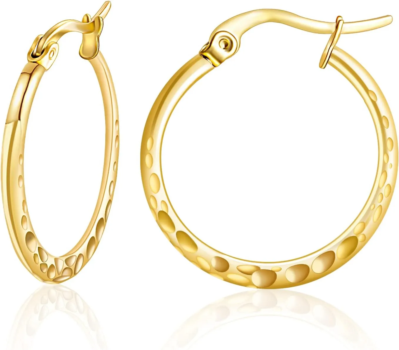 CCmfgjew Round Gold Hoop Earrings | Round Hoop Earrings | Hypoallergenic Earrings Lightweight Earrings for Women | Handmade Elegant Earrings for Wife Lover Family Friends
